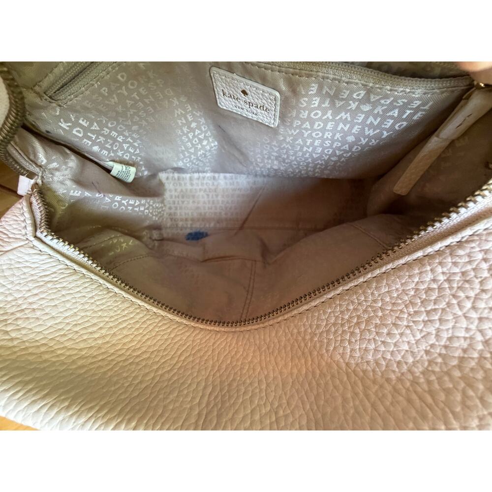 Kate Spade Grant Park Pebble Leather Handbag Satchel Purse Crossbody Blush Beige - Picture 9 of 10